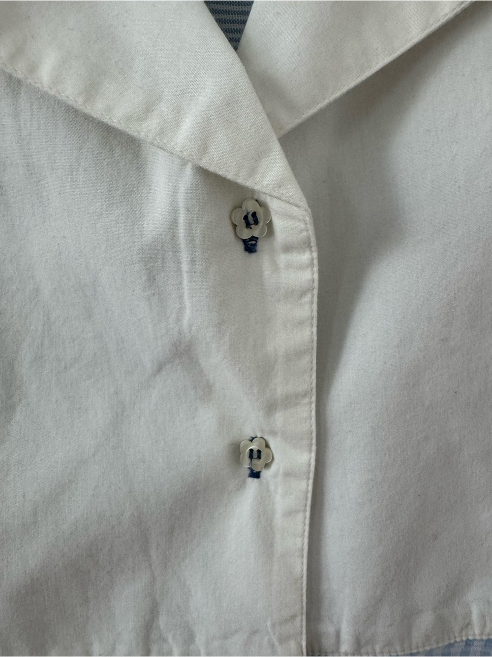 Harper Sage Patchwork Light Blue & White Short Sleeve Button Shirt - Picture 3 of 6